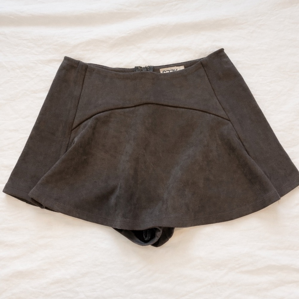 Suede Skort small women’s Gray brown Faux Suede Skort Mini classic